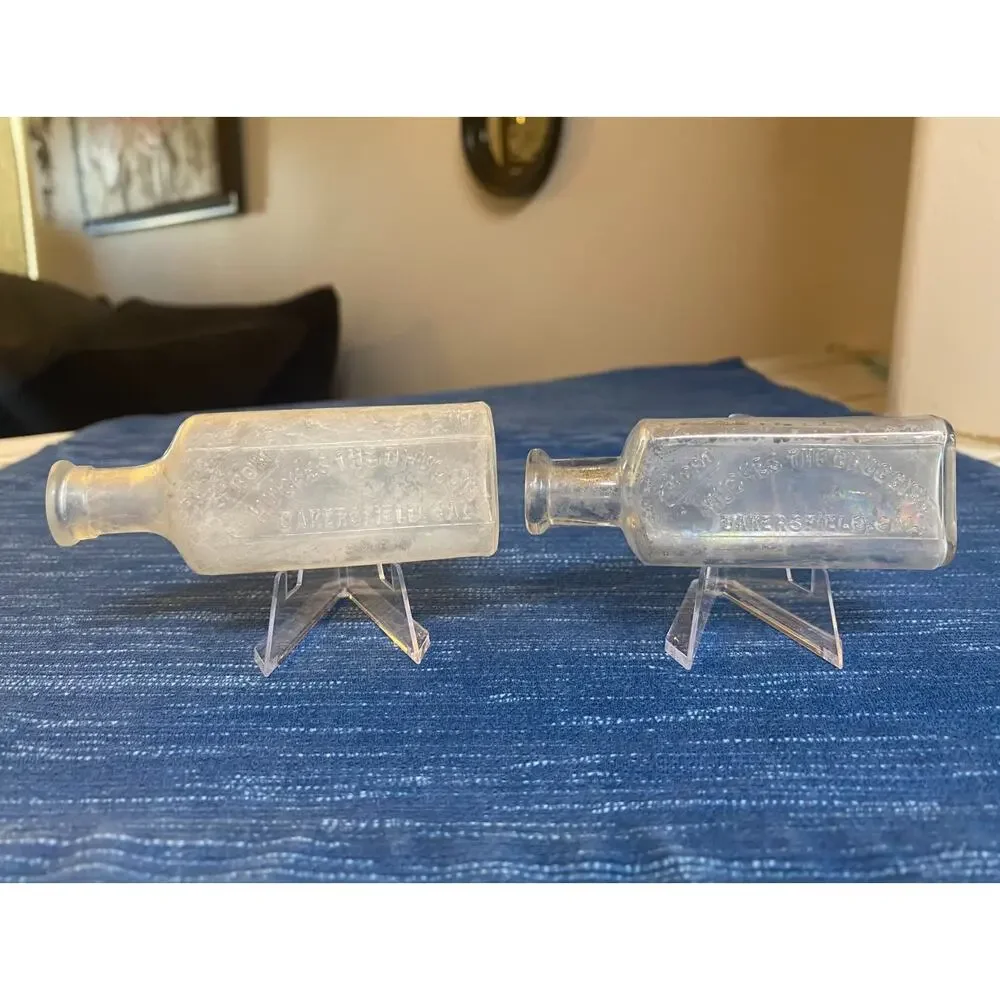 VTG Pair Hughes The Druggist Bakersfield California Bottle Pharmacy Medicine F
